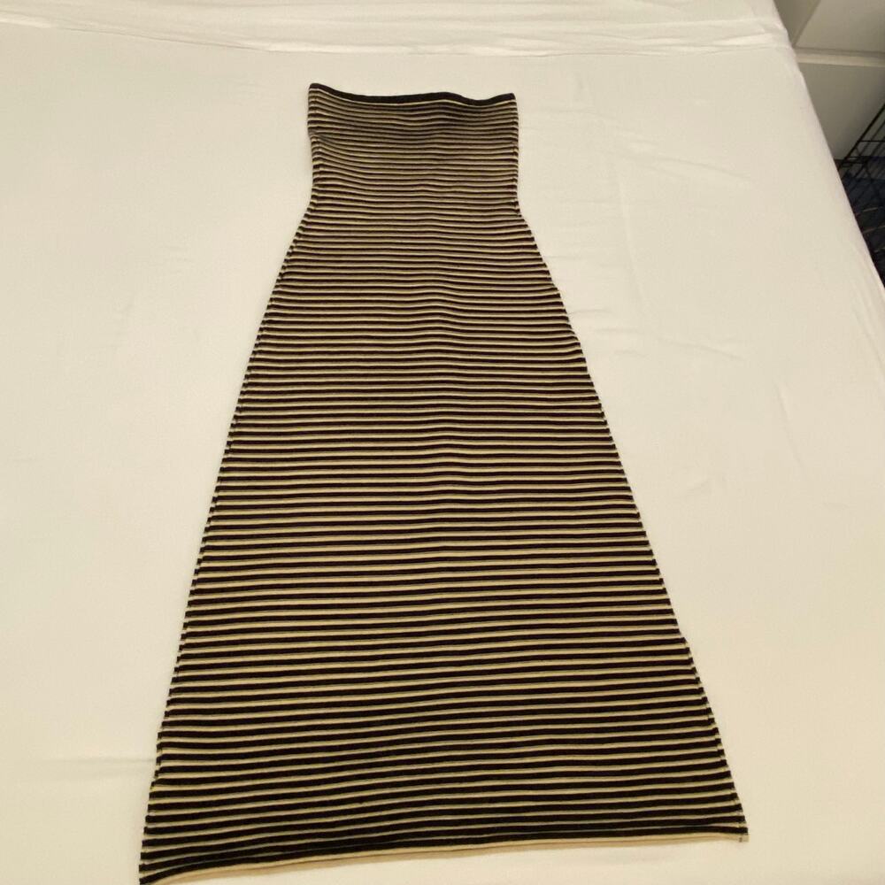 The Wolf Gang Size Small Sunmor Strapless Knit Black & Beige Maxi Dress - Picture 11 of 14